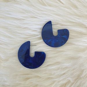 Blue Disk Hoop Earrings
